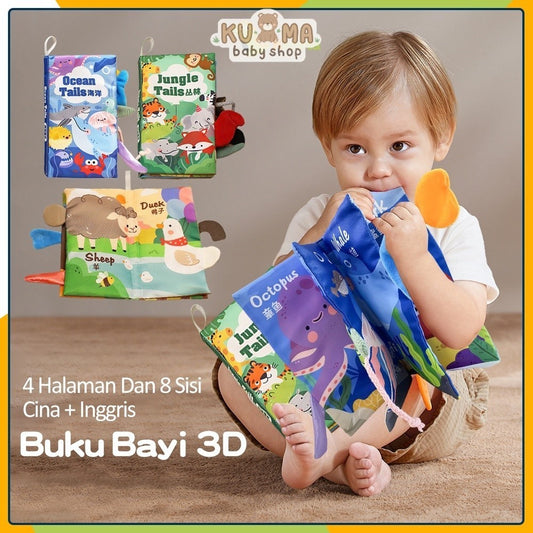 Kyopta Buku bantal bayi 3d Mainan bayi softbook Buku kain bayi Cloth book
