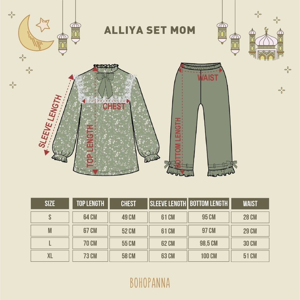 BOHOPANNA - RAYA COLLECTION - ALLIYA SET MOM - Setelan Muslim Wanita - Baju Muslim Perempuan