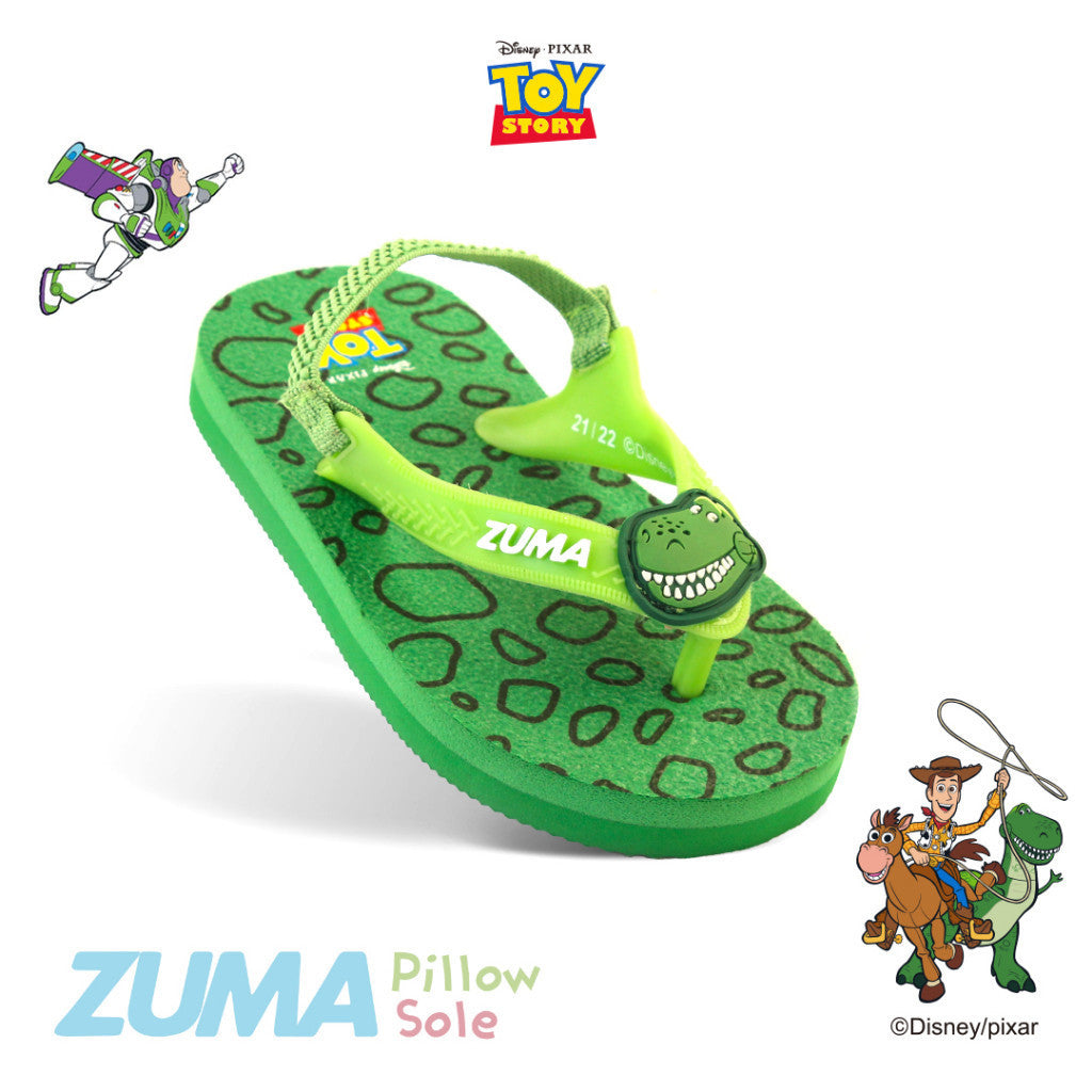 Zuma Baby x Disney Toy Story 3 Green, Sandal Jepit Bayi Karet Tali Belakang, Hijau