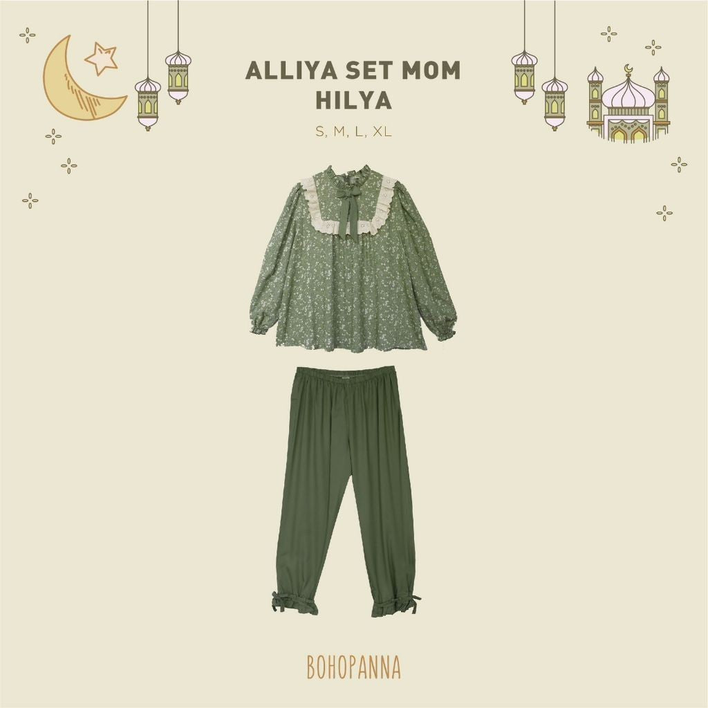 BOHOPANNA - RAYA COLLECTION - ALLIYA SET MOM - Setelan Muslim Wanita - Baju Muslim Perempuan