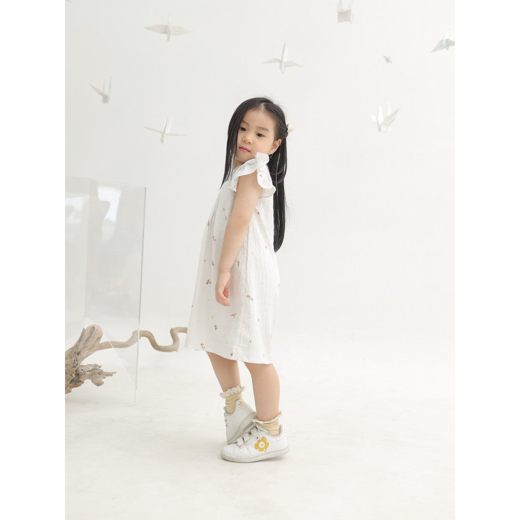 Harlow Kids - Nora Dress/ Dress Anak Permpuan/ Dress Butterfly Sleeve / Dress anak Korea