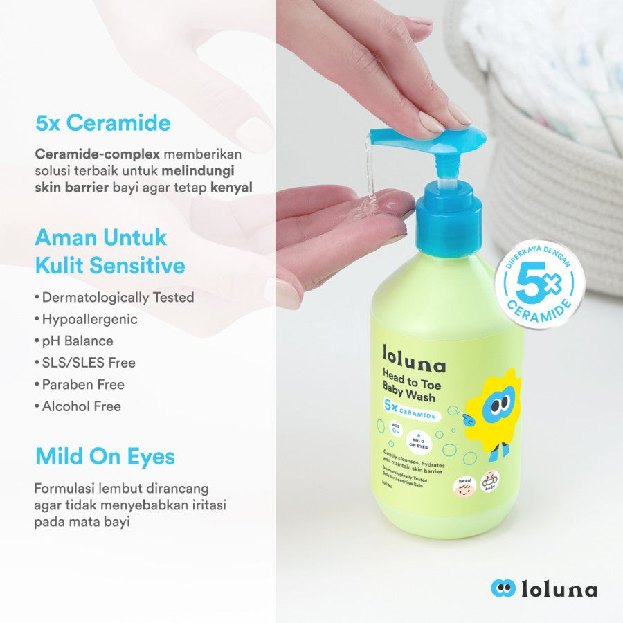 Loluna Head to Toe Baby Wash 100ml - 300ml | 5x Ceramide