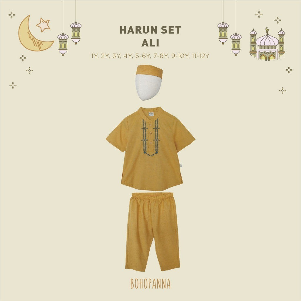 BOHOPANNA - RAYA COLLECTION - HARUN SET - Baju Lebaran Anak Laki-Laki - Baju Muslim Anak Laki-Laki - Setelan Muslim Anak Laki-Laki