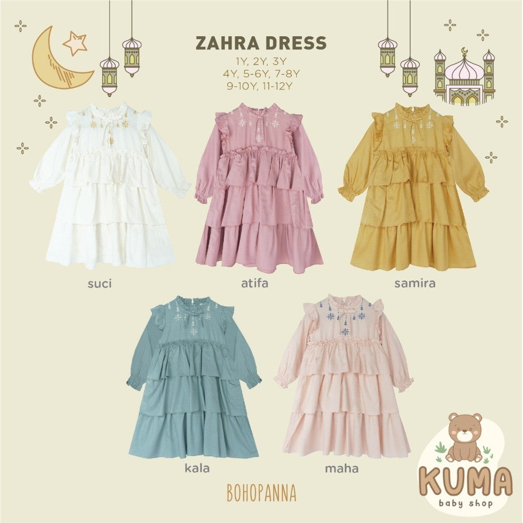 BOHOPANNA - RAYA COLLECTION - ZAHRA DRESS - Dress Muslim Anak - Baju Muslim Anak Perempuan - Dress Anak Perempuan