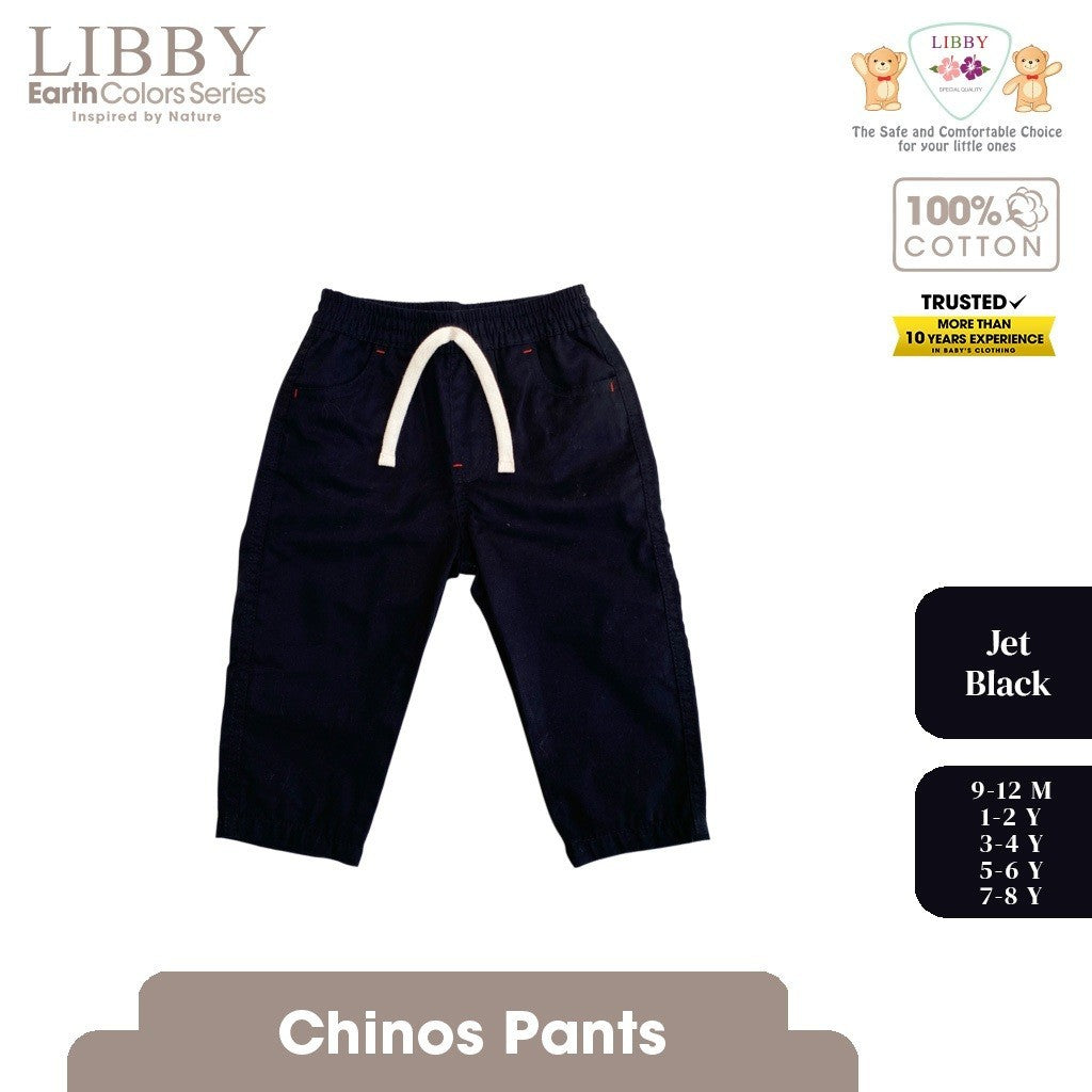 LIBBY Celana Panjang Anak Cowo Chinnos Celana Panjang Katun Polos Anak, Bayi & Anak Laki-laki Celana Chinos Panjang Boy Usia 9 Bulan - 4 Tahun Earth (1PCS)