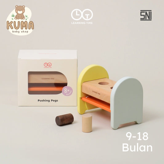 Learning Time Pushing Pegs Turning 1 Series - Stimulasi Jari Bayi Mainan Motorik Kayu Usia 9-18 Bulan
