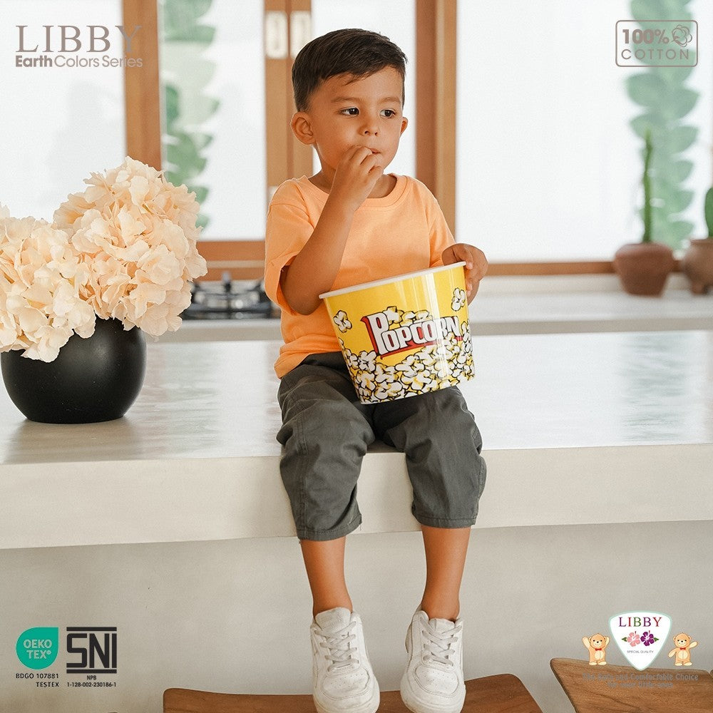 LIBBY Celana Panjang Anak Cowo Chinnos Celana Panjang Katun Polos Anak, Bayi & Anak Laki-laki Celana Chinos Panjang Boy Usia 9 Bulan - 4 Tahun Earth (1PCS)