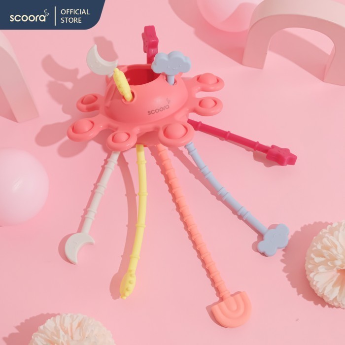 Scoora Premium Silicone Teether Pull Toys Mainan Sensorik Gigitan Bayi
