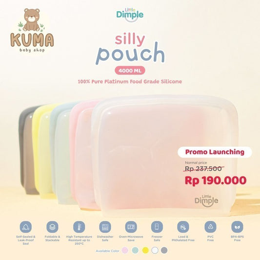 Little Dimple Silly Pouch Silikon Pouch Pompa Asi Makanan Anti Tumpah 4000 ml 4000ml