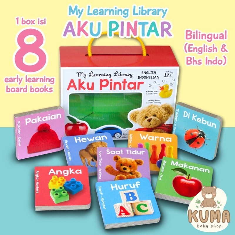 [Ginukginuk] Bilingual My Learning Library AKU PINTAR (English - Indonesian) (1 box isi 8 board books)