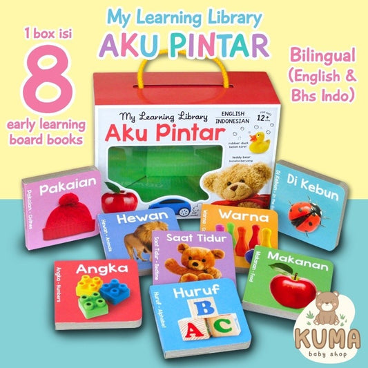 [Ginukginuk] Bilingual My Learning Library AKU PINTAR (English - Indonesian) (1 box isi 8 board books)