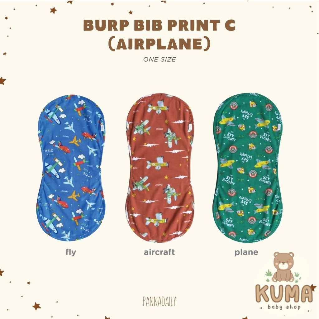 BOHOPANNA - PANNADAILY - BURP BIB UNI PRINT C Airplane - Slabber Bayi