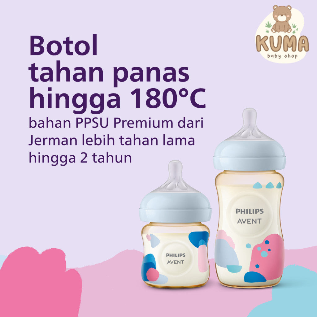 Philips Avent | Botol Susu Bayi | PPSU Natural Response | Dot Seperti Payudara Ibu & Tahan Hingga 180°C | 125ml 260 ml