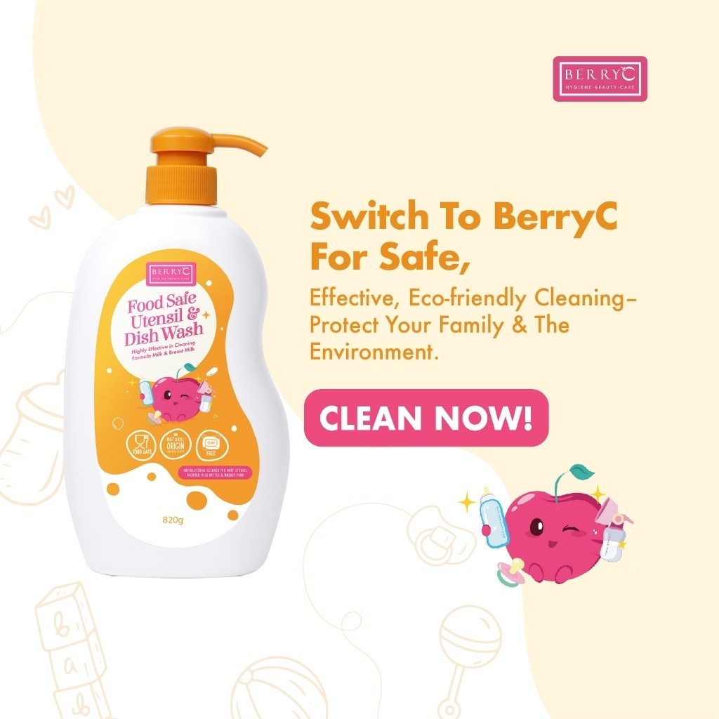 BerryC Food Safe Utensil & Dish Wash 200G 820G Sabun Cuci Botol Susu Bayi Baby Bottle Soap Cleanser