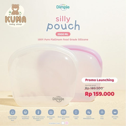 Little Dimple Silly Pouch Silikon Pouch Pompa Asi Makanan Anti Tumpah 2000 ml 2000ml