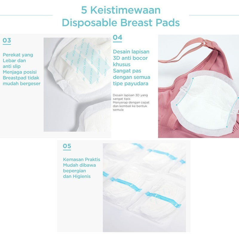 MOOIMOM Disposable Breast Pad 30pcs New - Penyerap ASI Sekali Pakai