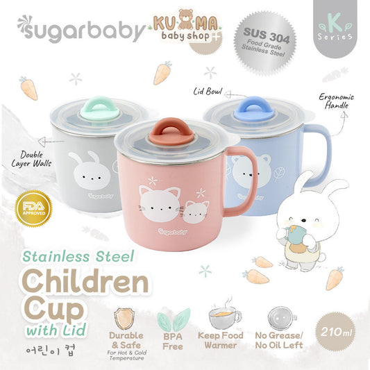 Sugar Baby Stainless Steel Cup with Lid/ Sugarbaby Gelas Minum stainless steel Anak/Gelas Minum