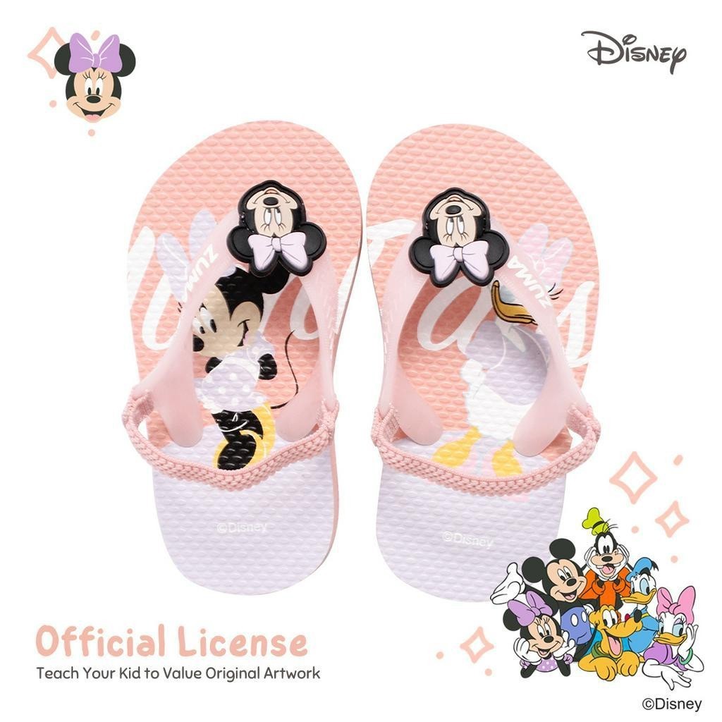 Zuma Baby x Mickey & Friends Pink, Sandal Jepit Bayi Karet Tali Belakang, Merah Muda