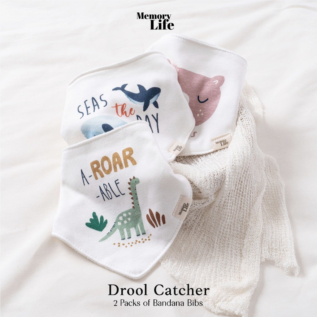 MemoryLife - Drool Catcher 2 Set Bandana Bib | Celemek Bayi Slabber - MemoryLife Essentials
