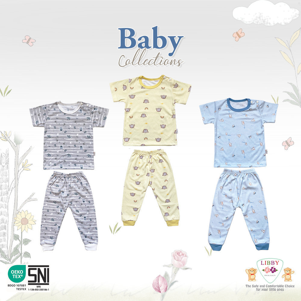 LIBBY Setelan Piyama Panjang Anak Laki Laki Perempuan Motif Baby Collections (1 stel)