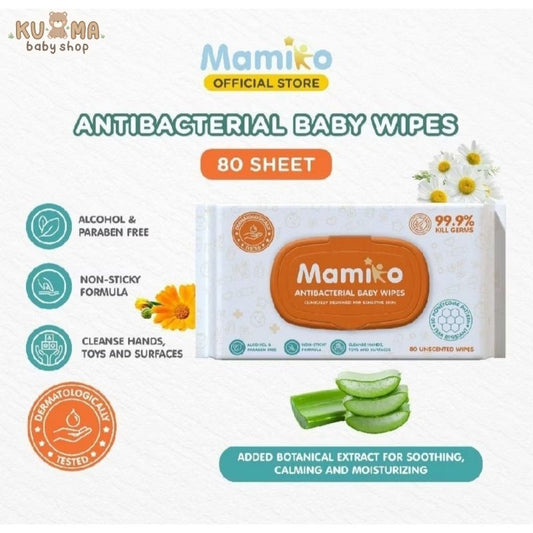 Mamiko Antibacterial Baby Wipes 80s Tissue Basah