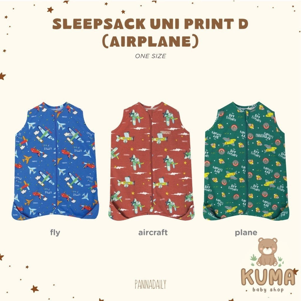 BOHOPANNA - PANNADAILY - SLEEP SACK UNI PRINT D Airplane - Selimut Bayi - Bedong Bayi