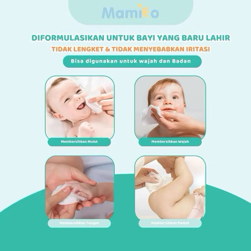 MAMIKO Wipes Pure Water 80s Tissue Basah Bayi Mamiko Air Murni isi 80 lembar