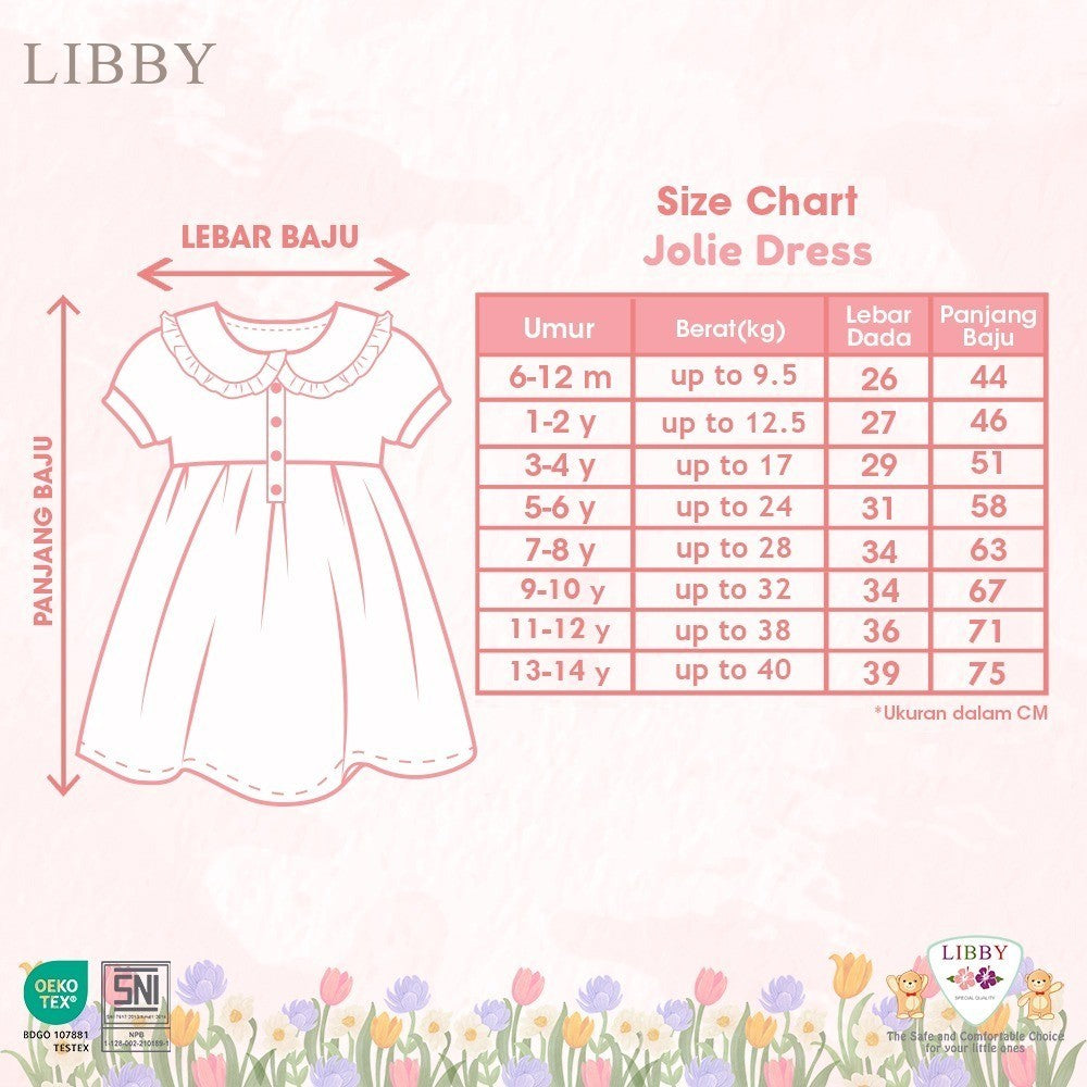 LIBBY Earth Jolie Dress Anak Perempuan 6 Bulan - 6 Tahun (1 Pcs)