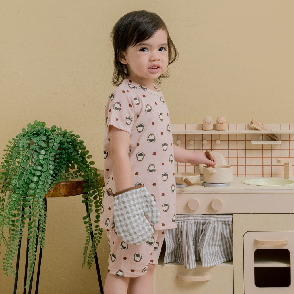Little Wear Shoulder Button Short Set 23.0 by Little Palmerhaus (Setelan Baju Anak Lengan Pendek)