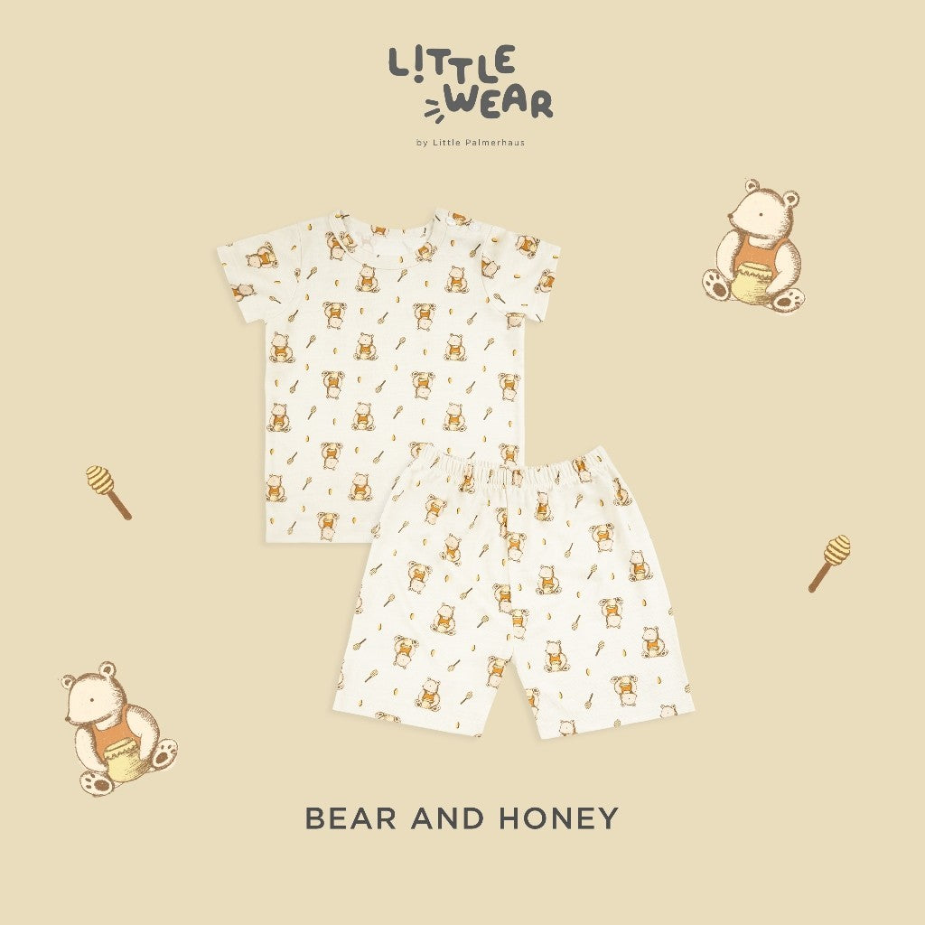 Little Wear Shoulder Button Short Set 23.0 by Little Palmerhaus (Setelan Baju Anak Lengan Pendek)