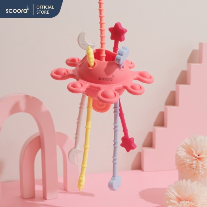 Scoora Premium Silicone Teether Pull Toys Mainan Sensorik Gigitan Bayi
