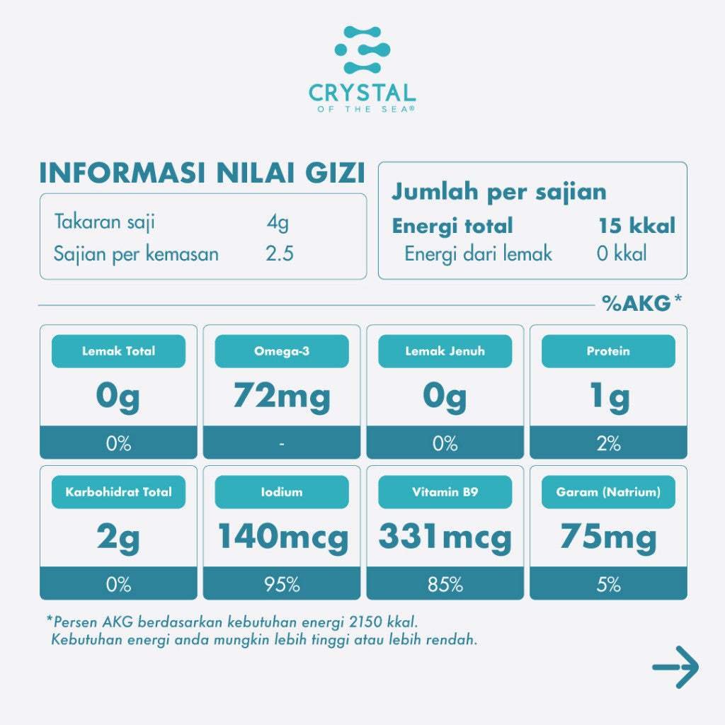 Crystal of the Sea | Seaweed Powder (10GR) / Bubuk Rumput Laut / Bubuk Nori - Taburan Sup MPASI NON MSG