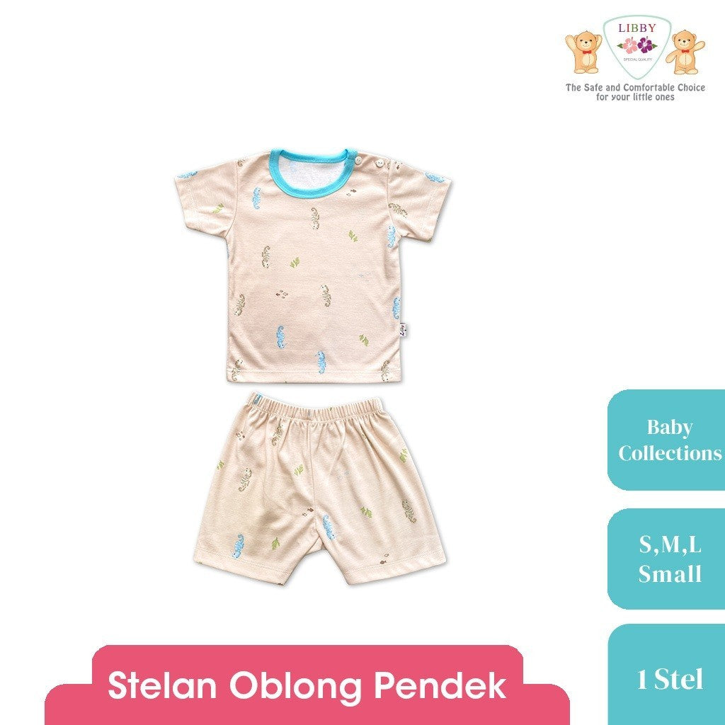 LIBBY  Setelan Piyama Oblong Pendek Anak Laki Laki Perempuan Motif Baby Collections (1 stel)