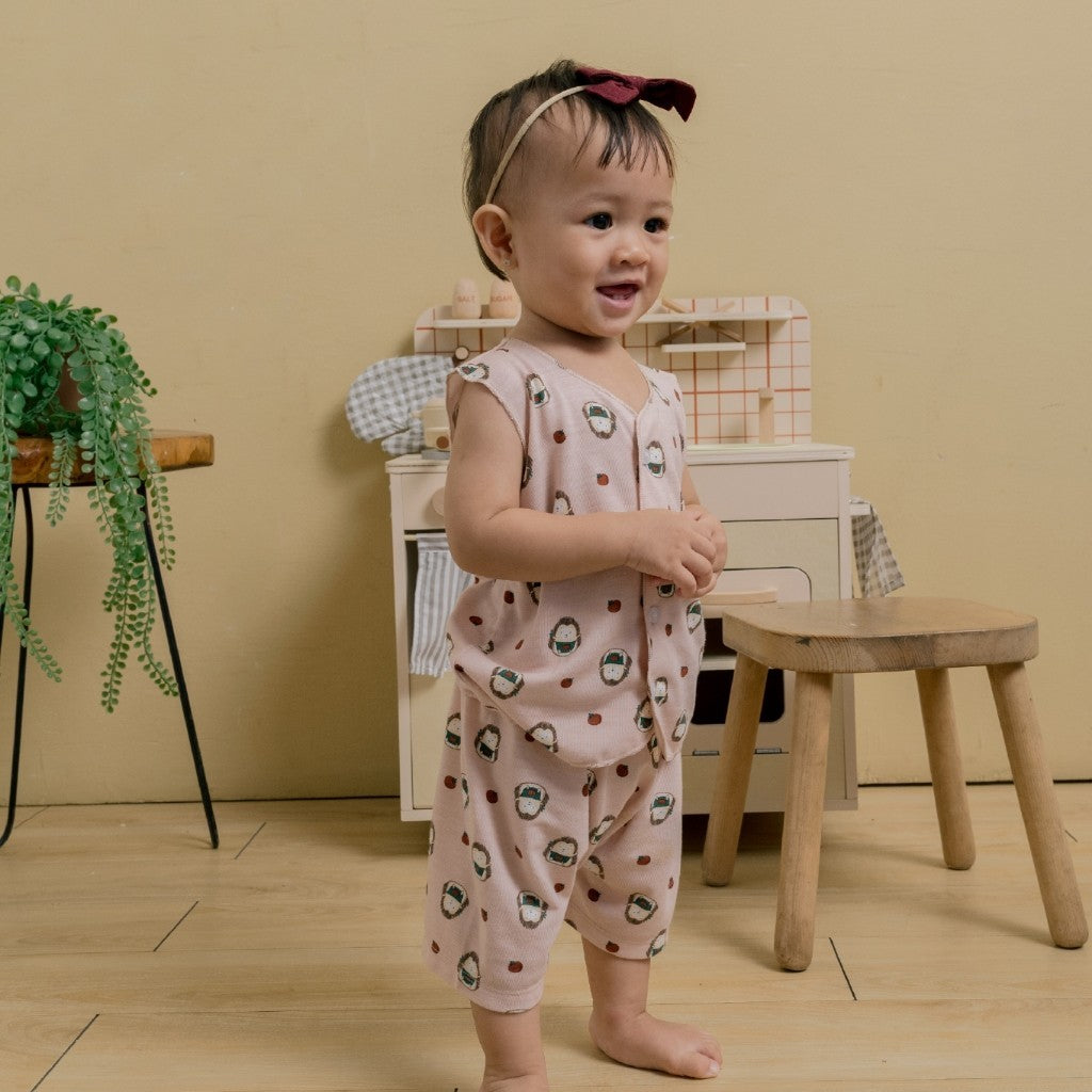 Little Wear Button Sleeveless Set 23.0 by Little Palmerhaus (Setelan Baju Anak Lengan Buntung)