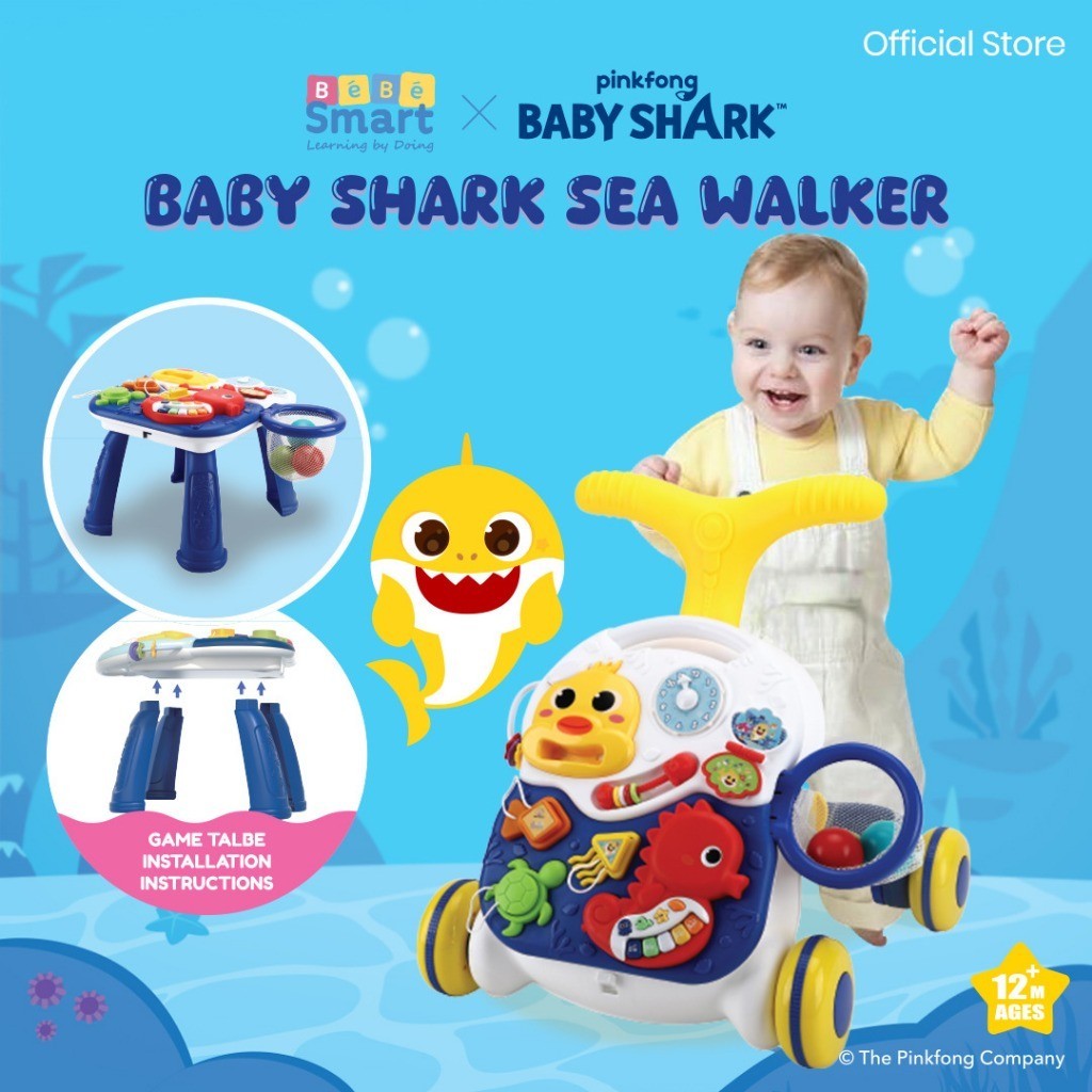 BEBE SMART Sea Walker Baby Shark / Fun Magical Walker / Push walker / Dorongan Bayi Belajar Jalan