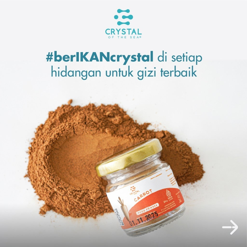Crystal Farm | Carrot Food Powder (20gr) / Bubuk Sayuran Wortel / Bumbu MPASI Natural / Bubuk Tabur Gizi Non MSG Sehat / Vegetable Powder Vitamin Mata dan Kulit / Perisa Alami Makanan Minuman / Smoothies Juice Powder