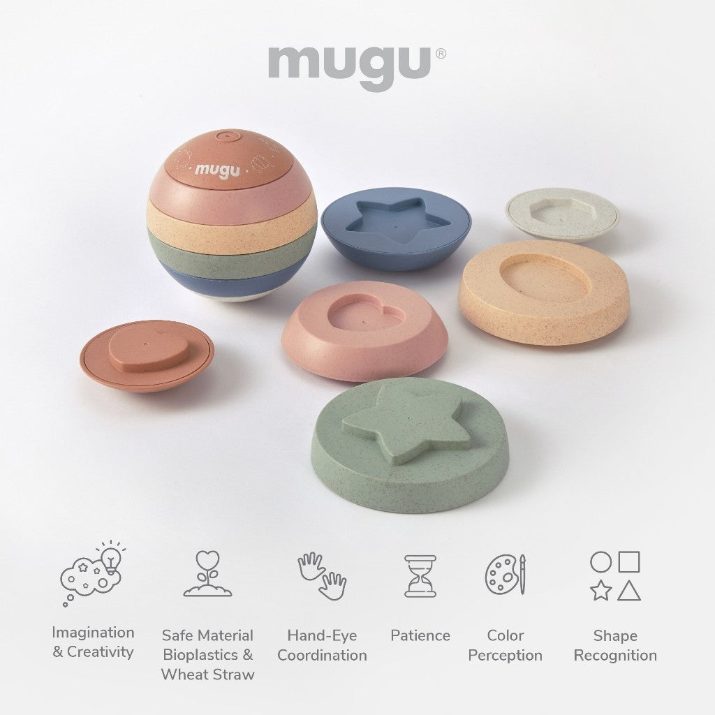 Mainan Edukatif Anak | Mainan Susun Montessori Edukatif | Wheat Straw Bahan Jerami Gandum | BPA Free & SNI - mugu Sensory Toys