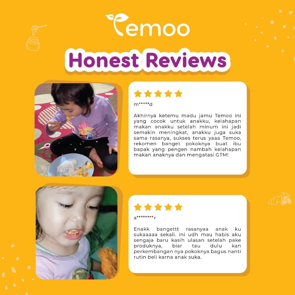 Temoo Hap Hap Madu Jamu 85 gr - Vitamin Penggemuk Badan Anak & Vitamin Otak Anak Cerdas Daya Ingat - Obat Nafsu Makan Gemuk Berat Badan Balita Suplemen Makanan T11