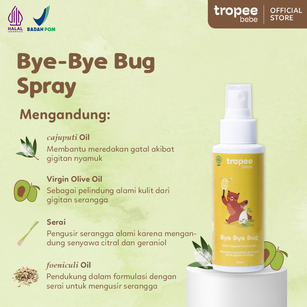 Tropee Bebe Bye Bye Bug Spray 100ml | Spray Anti Nyamuk dan Serangga
