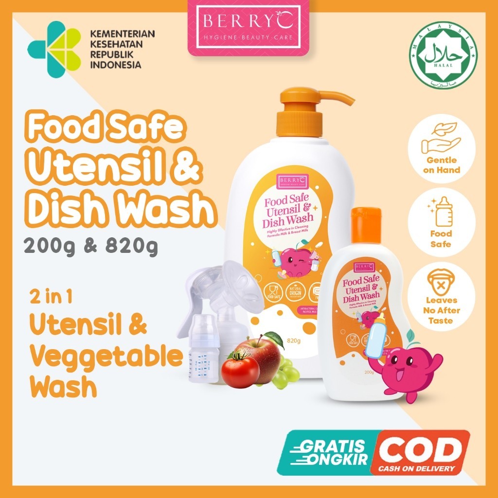BerryC Food Safe Utensil & Dish Wash 200G 820G Sabun Cuci Botol Susu Bayi Baby Bottle Soap Cleanser