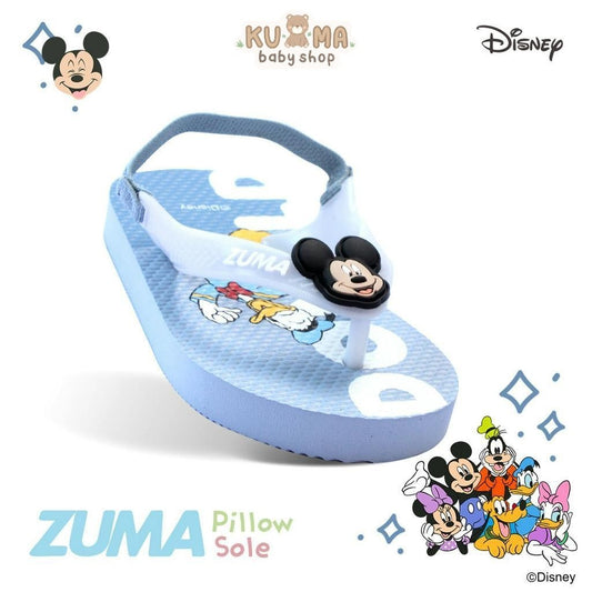 Zuma Baby x Mickey & Friends Blue, Sandal Jepit Bayi Karet Tali Belakang, Biru