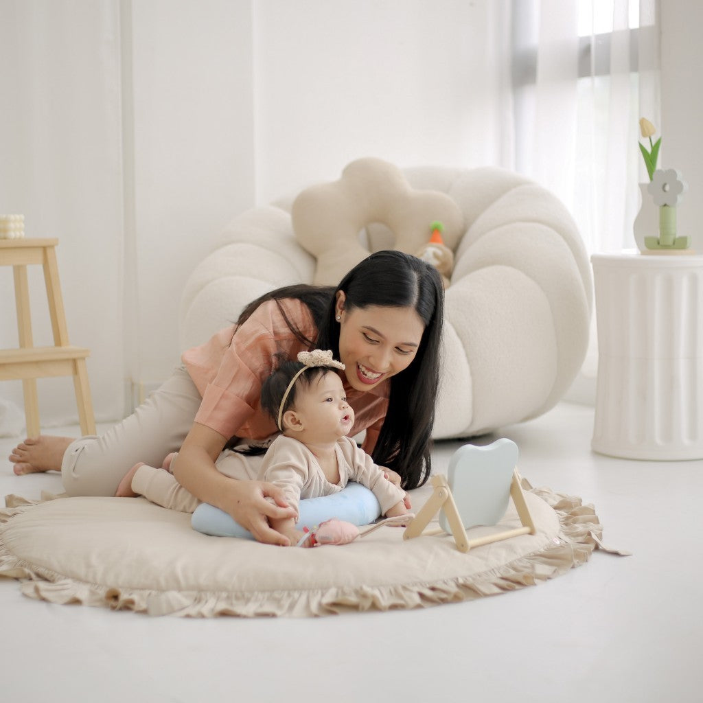 Learning Time Tummy Time Stand - Kartu Warna Kontras & Kaca Untuk Tummy Time Newborn Usia 0-6 Bulan