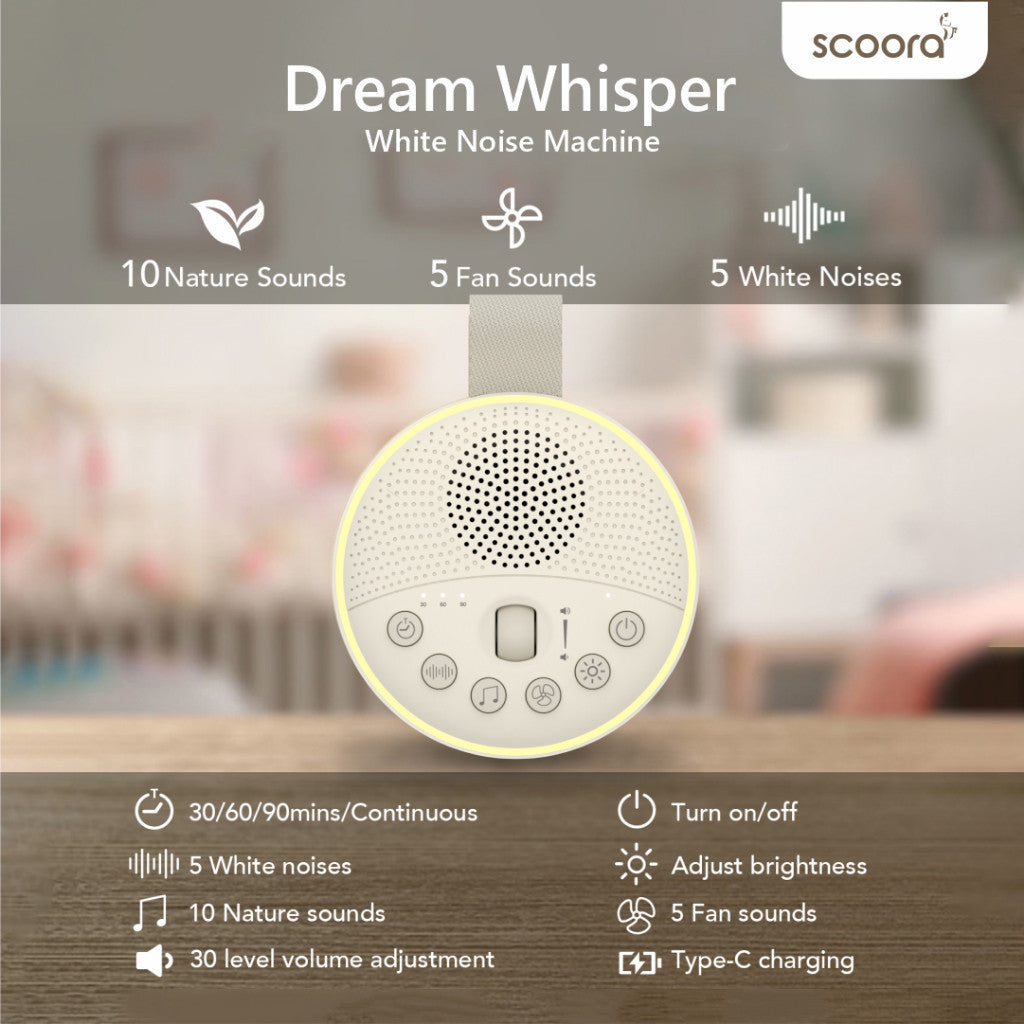 SCOORA Dream Whisper Lullaby White Noise Speaker Portable Baby Sleep / Baby Soother / Baby Shusher / Musik Tidur Bayi