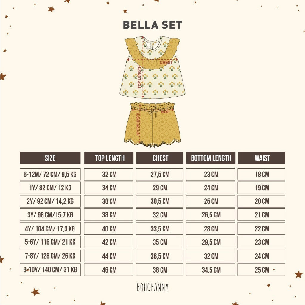 BOHOPANNA - BELLA SET - Setelan Baju Anak Perempuan Flower 2505