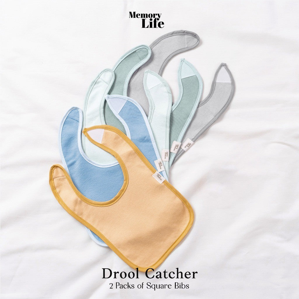 MemoryLife - Drool Catcher 2 Set Square Bib | Celemek Bayi Slabber - MemoryLife Essentials