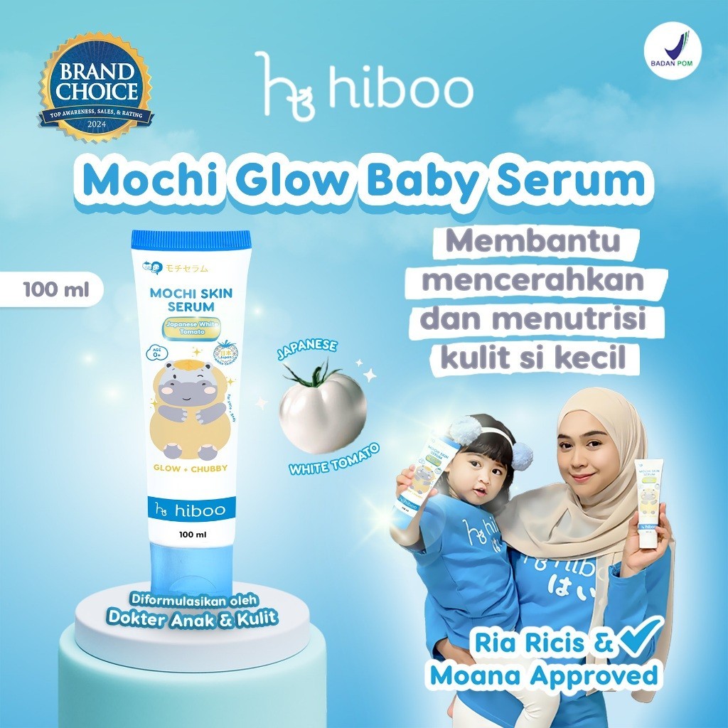 Hiboo Mochi Glow Baby Serum with Japanese White Tomato 2 in 1 Face Cream Bayi & Body Lotion Bayi 100 ml - Skincare Bayi Newborn Cream Wajah Bayi Whitening Cream C11