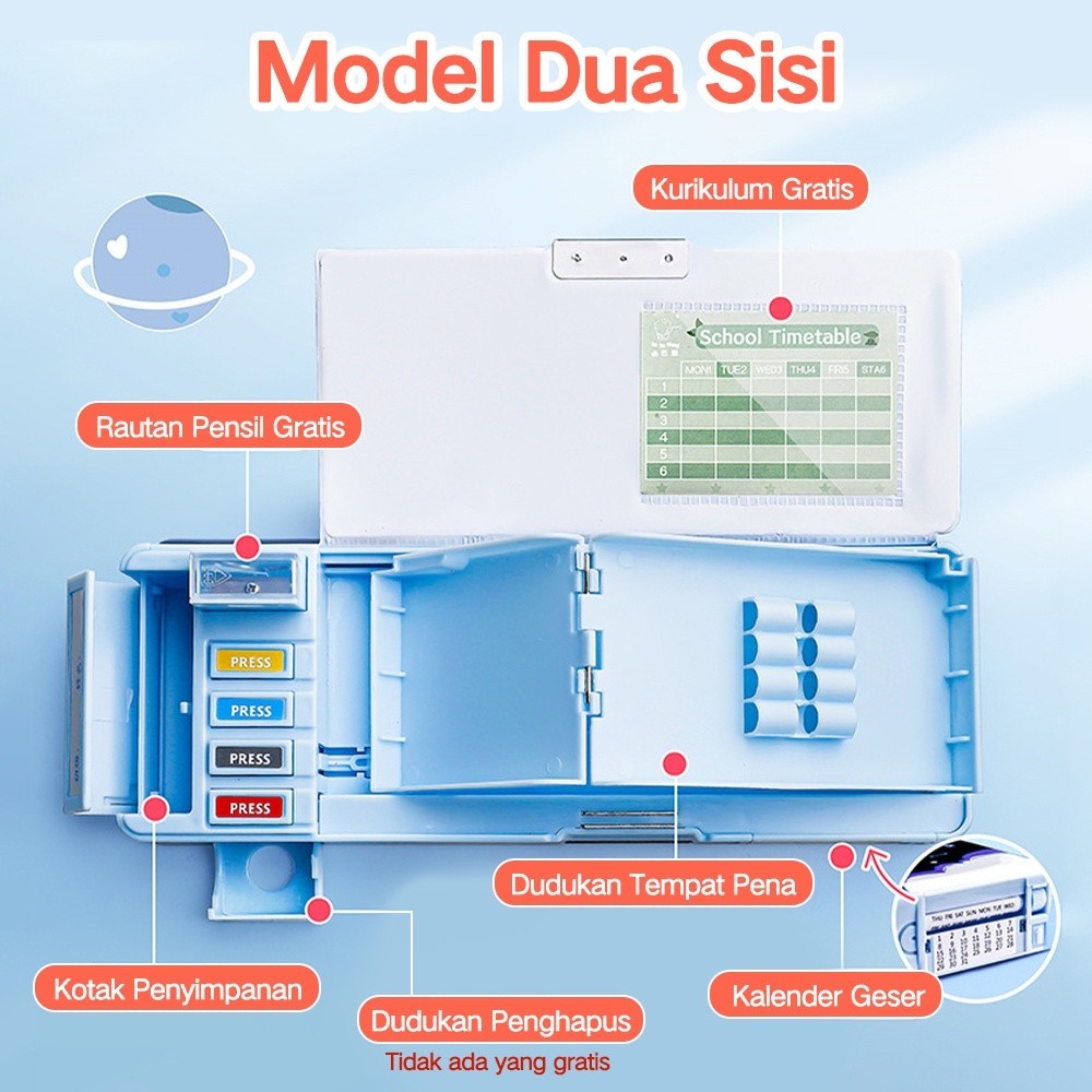 Hannei Tempat Pensil Multifungsi Motif Untuk Anak Kotak Pensil Case