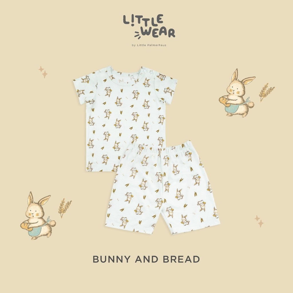 Little Wear Shoulder Button Short Set 23.0 by Little Palmerhaus (Setelan Baju Anak Lengan Pendek)