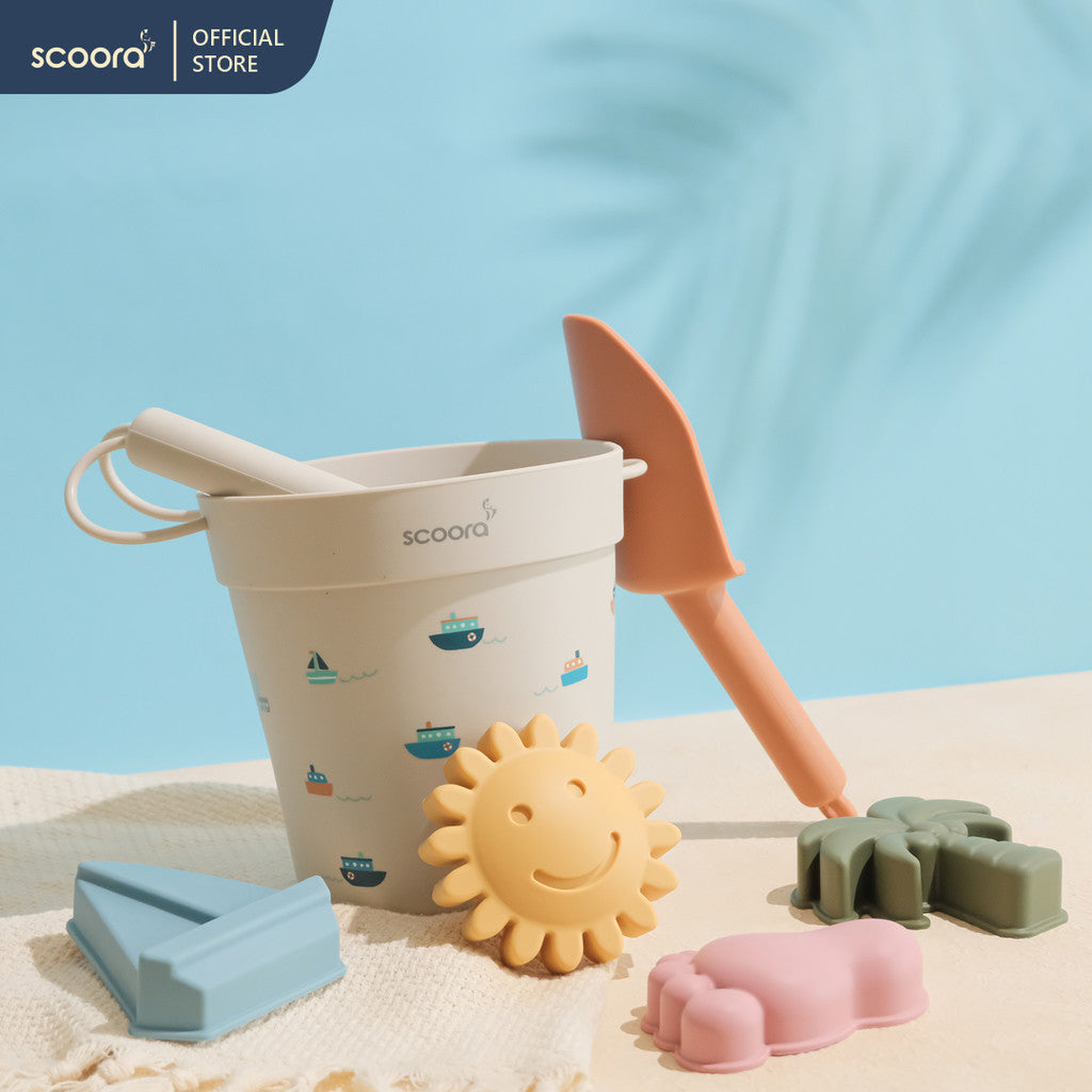 SCOORA Premium Silicone Beach Bucket Sand Toys Silikon Mainan Cetakan Pasir