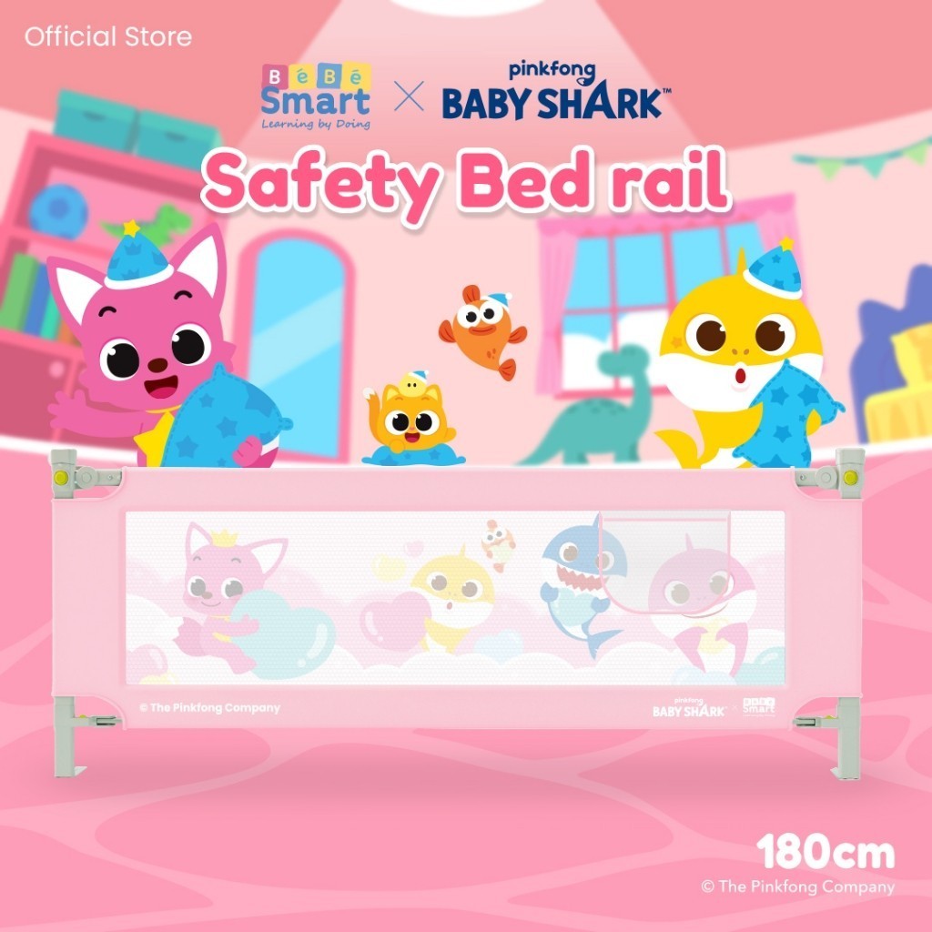 BEBE SMART Pinkfong Pink fong Pagar Pengaman Ranjang Baby Shark / Baby Bedrail / Safety Bedrail / Pagar Pembatas Kasur